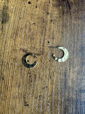 Gold Hammered Crescent Hoop Earrings - Women Jewelry